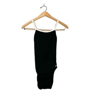 Speedo Womens‎ Classic Black and White Athletic Open Back One Piece Swimsuit XS